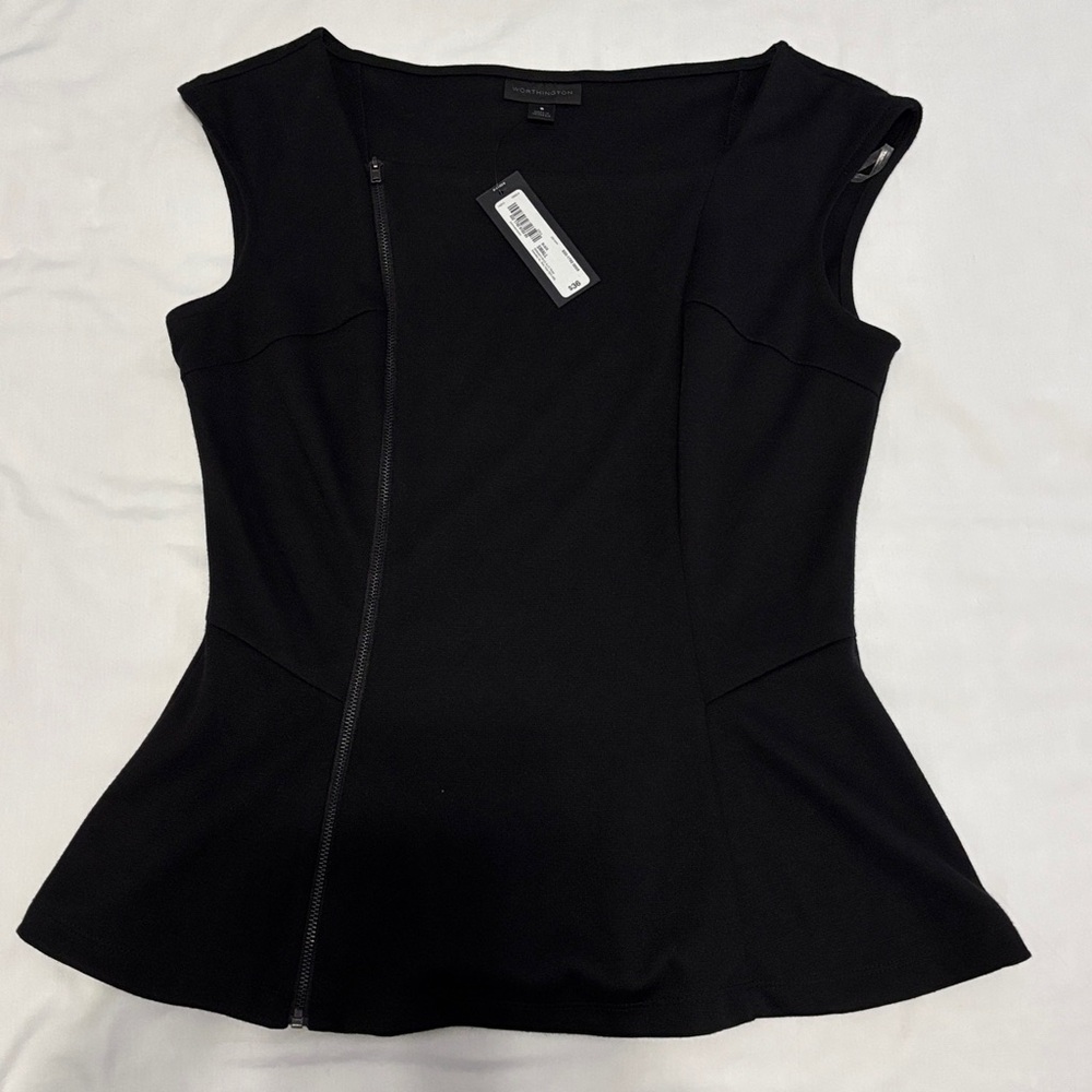 Worthington Black Top with Zipper Detail S